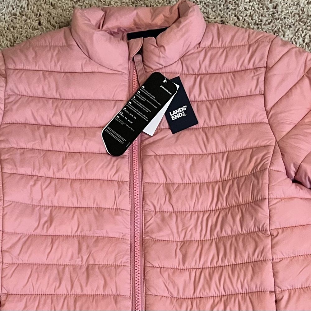 NWT Girls Lands's End Pink Primasoft Thermoplume Coat size M 10-12